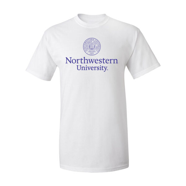 Northwestern University Wildcats Men's MV White Classic Tee with Seal Design