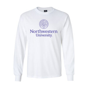 Northwestern University Wildcats Men's MV White Classic Long Sleeve Tee with Seal Design