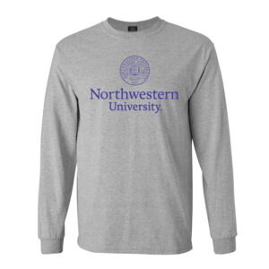 Northwestern University Wildcats Men's MV Heather Grey Classic Long Sleeve Tee with Seal Design
