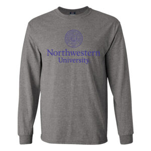Northwestern University Wildcats Men's MV Graphite Classic Long Sleeve Tee with Seal Design in Purple