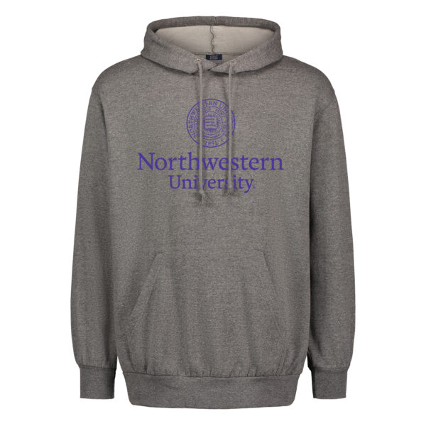 Northwestern University Wildcats Men's MV Fundamental Fleece Graphite Hooded Sweatshirt with Seal Design