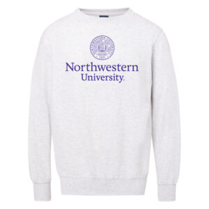 Northwestern University Wildcats Men's MV Fundamental Fleece Marble Heather Crewneck Sweatshirt with Seal Design