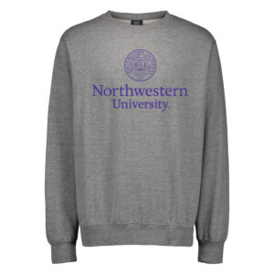 Northwestern University Wildcats Men's MV Fundamental Fleece Graphite Crewneck Sweatshirt with Seal Design in Purple