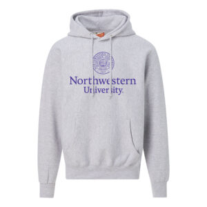 Northwestern University Wildcats Men's MV Super-Heavy Pro-Weave Fleece Heather Grey Hooded Sweatshirt with Seal Design