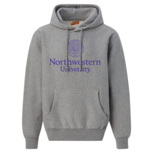 Northwestern University Wildcats Men's MV Super-Heavy Pro-Weave Fleece Graphite Hooded Sweatshirt with Seal Design in Purple