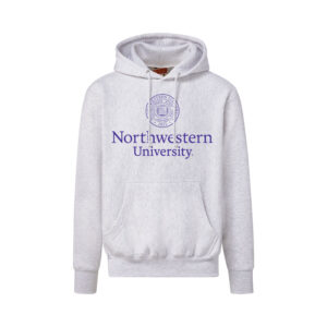 Northwestern University Wildcats Men's MV Super-Heavy Pro-Weave Fleece Marble Heather Hooded Sweatshirt with Seal Design