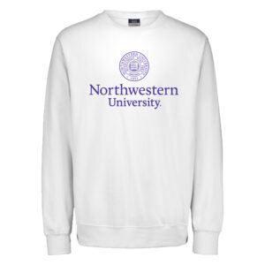Northwestern University Wildcats Men's MV Pro-Weave Super-Heavy White Crewneck Sweatshirt with Seal Design