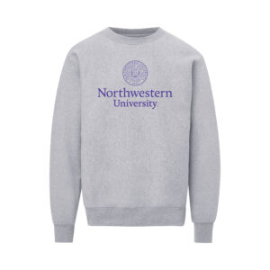 Northwestern University Wildcats Men's MV Pro-Weave Super-Heavy Heather Grey Crewneck Sweatshirt with Seal Design