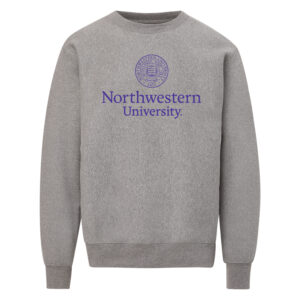 Northwestern University Wildcats Men's MV Pro-Weave Super-Heavy Graphite Crewneck Sweatshirt with Seal Design in Purple