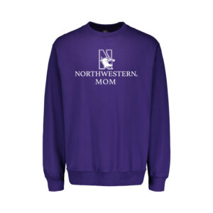 Northwestern University Wildcats Men's MV Fundamental Fleece Purple Crewneck Sweatshirt with Northwestern Mom & N-Cat Design