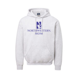 Northwestern University Wildcats Men's MV Fundamental Fleece Marble Heather Hooded Sweatshirt with Northwestern Mom & N-Cat Design