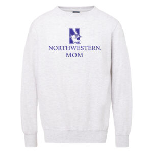 Northwestern University Wildcats Men's MV Fundamental Fleece Marble Heather Crewneck Sweatshirt with Northwestern Mom & N-Cat Design