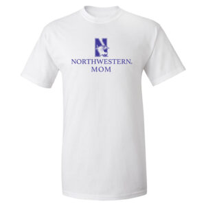 Northwestern University Wildcats Men's MV White Classic Tee with Northwestern Mom & N-Cat Design