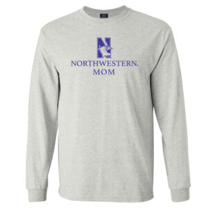 Northwestern University Wildcats Men's MV Marble Heather Classic Long Sleeve Tee with Northwestern Mom & N-Cat Design