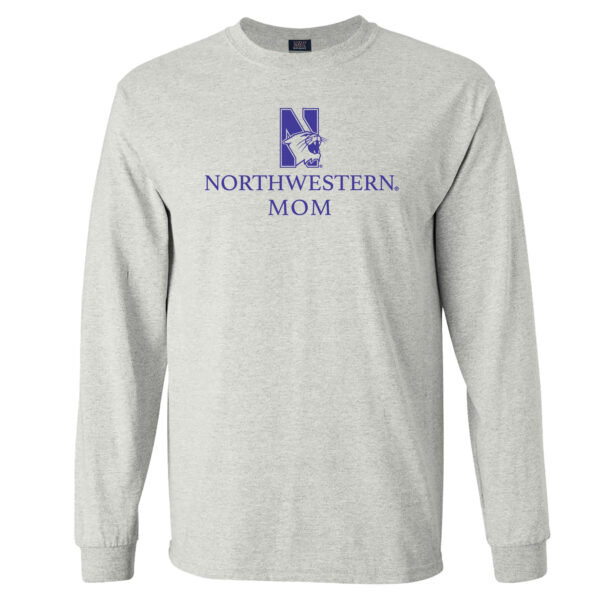 Northwestern University Wildcats Men's MV Marble Heather Classic Long Sleeve Tee with Northwestern Mom & N-Cat Design