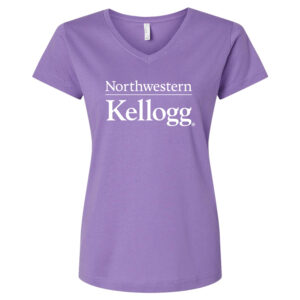 Northwestern I Kellogg Women's MV LAT Fine Jersey Lilac-Lavender V-Neck Tee Shirt