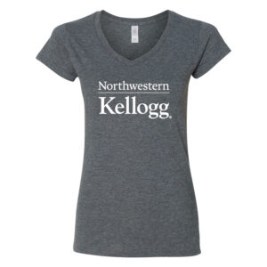 Northwestern I Kellogg Women's MV Softstyle Dark Heather V-Neck Tee Shirt