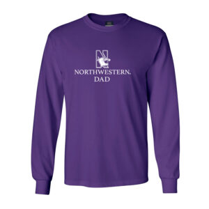 Northwestern University Wildcats Men's MV Purple Classic Long Sleeve Tee with Northwestern Dad & N-Cat Design