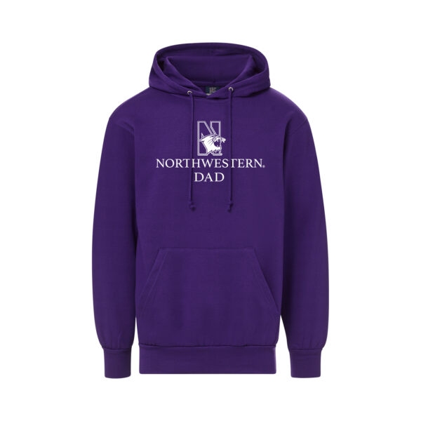 Northwestern University Wildcats Men's MV Fundamental Fleece Purple Hooded Sweatshirt with Northwestern Dad & N-Cat Design