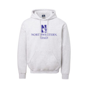 Northwestern University Wildcats Men's MV Fundamental Fleece Marble Heather Hooded Sweatshirt with Northwestern Dad & N-Cat Design