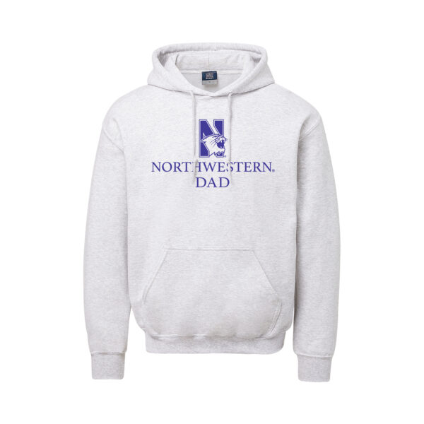 Northwestern University Wildcats Men's MV Fundamental Fleece Marble Heather Hooded Sweatshirt with Northwestern Dad & N-Cat Design