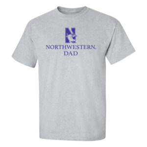 Northwestern University Wildcats Men's MV Heather Grey Classic Tee with Northwestern Dad & N-Cat Design