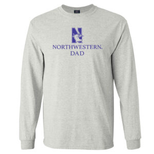 Northwestern University Wildcats Men's MV Marble Heather Classic Long Sleeve Tee with Northwestern Dad & N-Cat Design