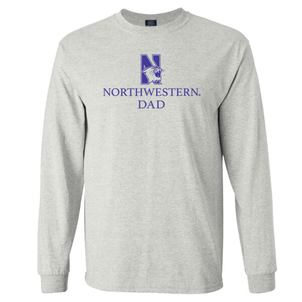 Northwestern University Wildcats Men's MV Marble Heather Classic Long Sleeve Tee with Northwestern Dad & N-Cat Design