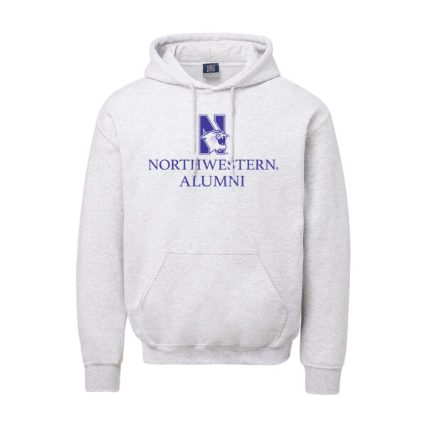 Northwestern University Wildcats Men's MV Fundamental Fleece Marble Heather Hooded Sweatshirt with Northwestern Alumni & N-Cat Design
