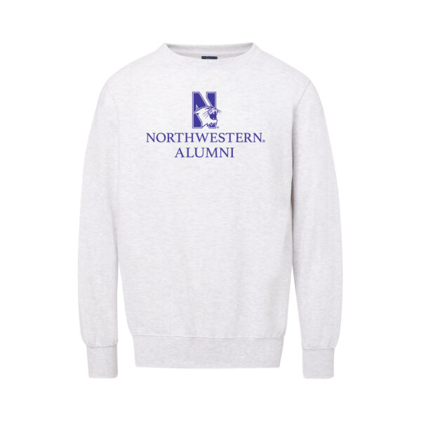 Northwestern University Wildcats Men's MV Fundamental Fleece Marble Heather Crewneck Sweatshirt with Northwestern Alumni & N-Cat Design