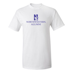 Northwestern University Wildcats Men's MV White Classic Tee with Northwestern Alumni & N-Cat Design