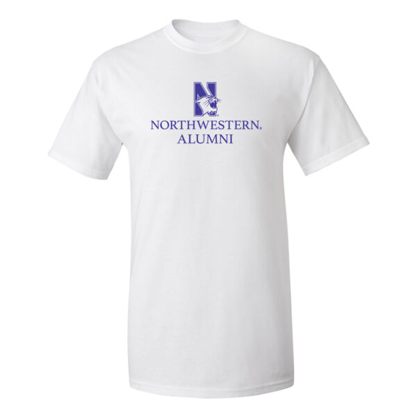 Northwestern University Wildcats Men's MV White Classic Tee with Northwestern Alumni & N-Cat Design