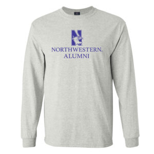 Northwestern University Wildcats Men's MV Marble Heather Classic Long Sleeve Tee with Northwestern Alumni & N-Cat Design