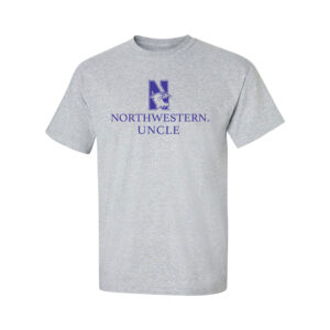 Northwestern University Wildcats Men's MV Heather Grey Classic Tee with Northwestern Uncle & N-Cat Design