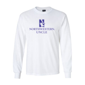 Northwestern University Wildcats Men's MV White Classic Long Sleeve Tee with Northwestern Uncle & N-Cat Design