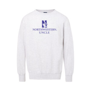 Northwestern University Wildcats Men's MV Fundamental Fleece Marble Heather Crewneck Sweatshirt with Northwestern Uncle & N-Cat Design