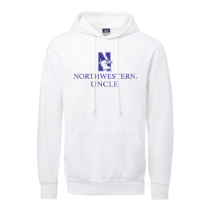 Northwestern University Wildcats Men's MV Fundamental Fleece White Hooded Sweatshirt with Northwestern Uncle & N-Cat Design