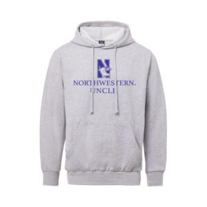 Northwestern University Wildcats Men's MV Fundamental Fleece Heather Grey Hooded Sweatshirt with Northwestern Uncle & N-Cat Design