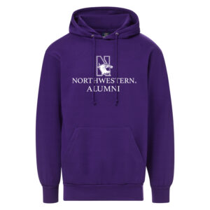 Northwestern University Wildcats Men's MV Fundamental Fleece Purple Hooded Sweatshirt with Northwestern Alumni & N-Cat Design