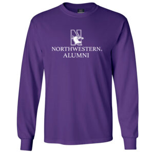 Northwestern University Wildcats Men's MV Purple Classic Long Sleeve Tee with Northwestern Alumni & N-Cat Design