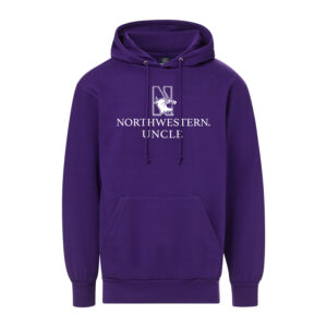 Northwestern University Wildcats Men's MV Fundamental Fleece Purple Hooded Sweatshirt with Northwestern Uncle & N-Cat Design