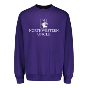 Northwestern University Wildcats Men's MV Fundamental Fleece Purple Crewneck Sweatshirt with Northwestern Uncle & N-Cat Design