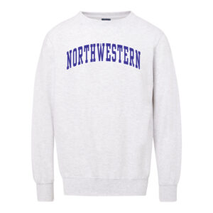 Northwestern University Wildcats Men's MV Fundamental Fleece Marble Heather Crewneck Sweatshirt with Two Color Arch Design