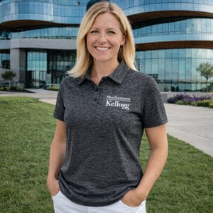 Northwestern I Kellogg Antigua Women's Matter Black Heather Polo