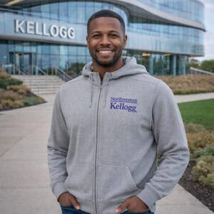 Northwestern I Kellogg Antigua Men's Effortless Supersoft Grey Heather FZ Hood