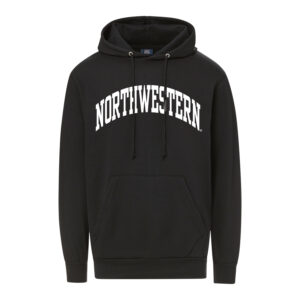 Northwestern University Wildcats Men's MV Fundamental Fleece Black Hooded Sweatshirt with One Color Arch Design