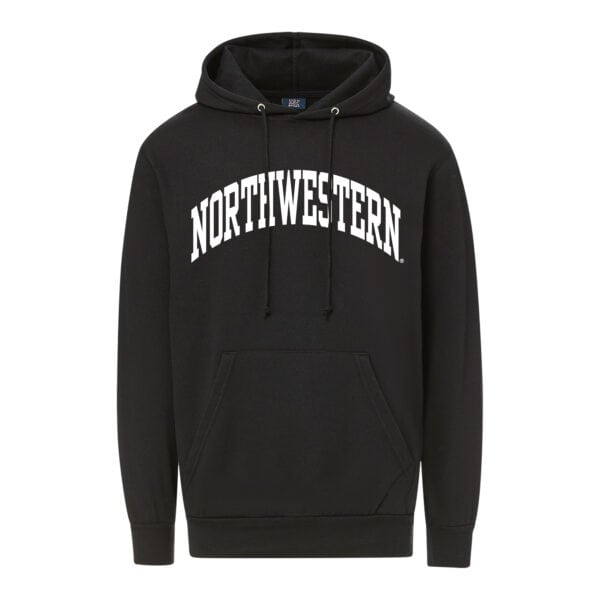 Northwestern University Wildcats Men's MV Fundamental Fleece Black Hooded Sweatshirt with One Color Arch Design
