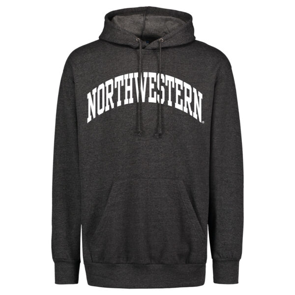 Northwestern University Wildcats Men's MV Fundamental Fleece Charcoal Hooded Sweatshirt with One Color Arch Design