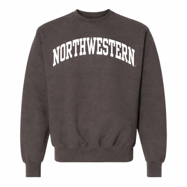 Northwestern University Wildcats Men's MV Pro-Weave Super-Heavy Charcoal Crewneck Sweatshirt with One Color Arch Design