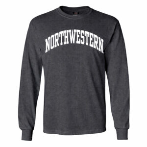 Northwestern University Wildcats Men's MV Charcoal Classic Long Sleeve Tee with One Color Arch Design
